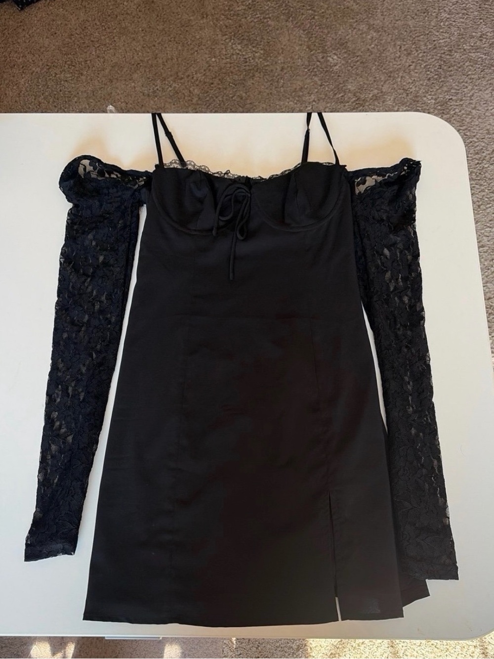 Princess Polly Black Lace Off-Shoulder Mini Dress